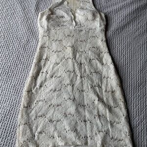 Elegant Lace Halter Dress - Cream